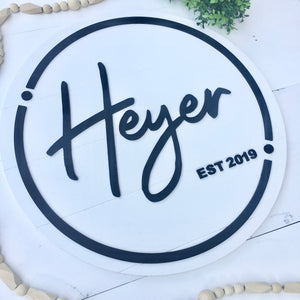 Personalized Round Established Name Sign