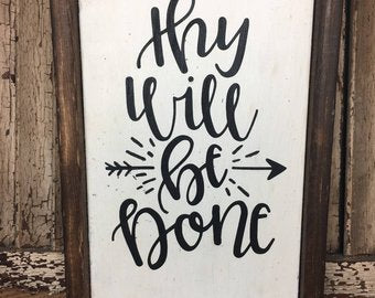 Gallery Wall, Gallery Wall Decor, Bible Verse Wall Art, Bible Verse Sign, Thy Will Be Done